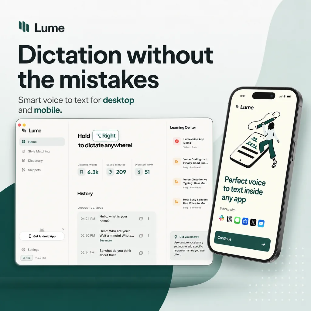 LUMEVOICE — DICTATION WITHOUT THE MISTAKES — DESKTOP & MOBILE