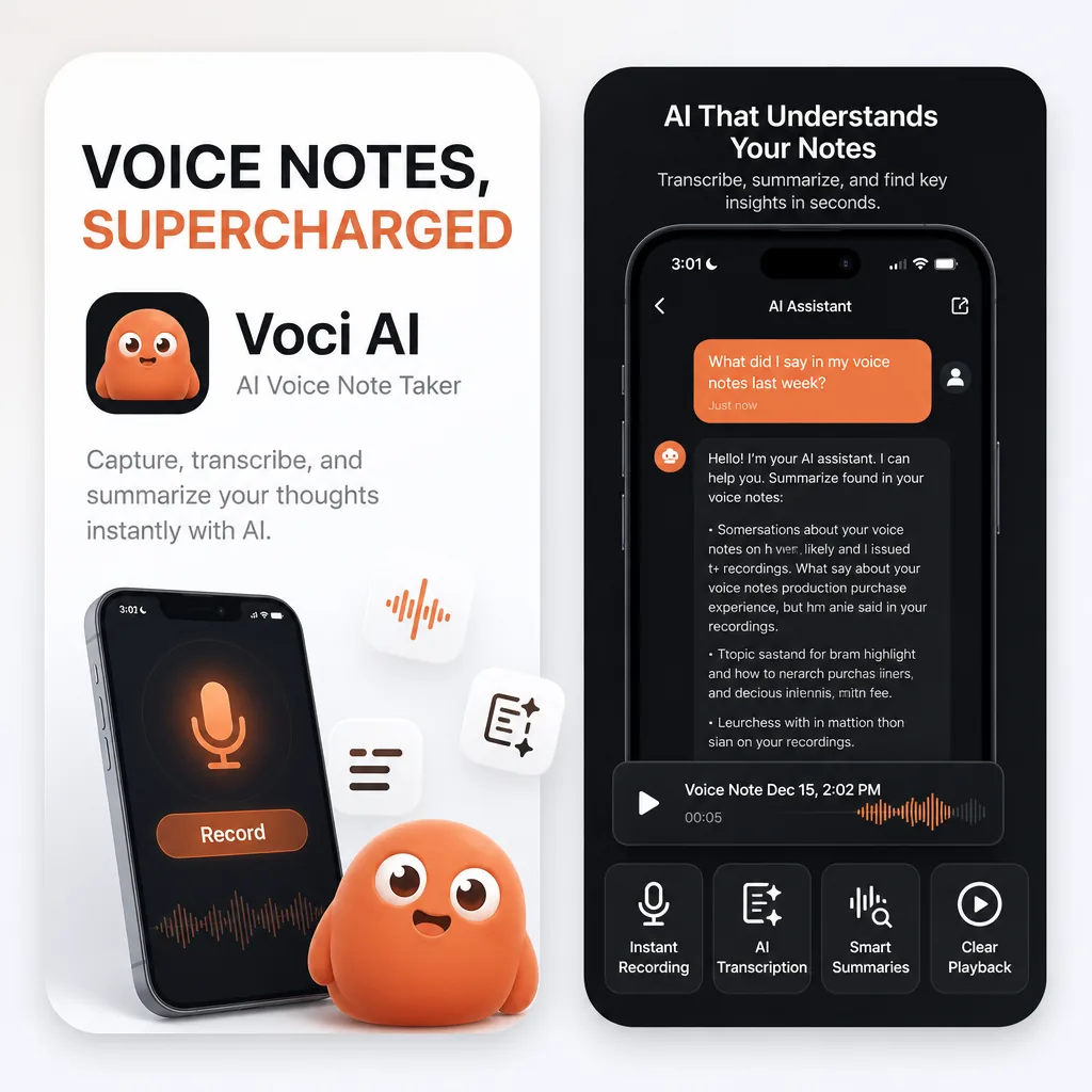 VOCI — AI VOICE NOTES — RECORD, TRANSCRIBE & SUMMARIZE